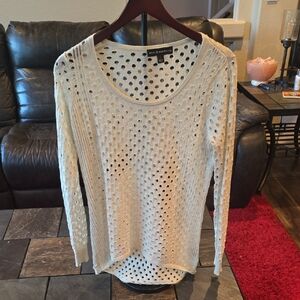 Rock And Republic Cream Glitter Open-Knit Sweater